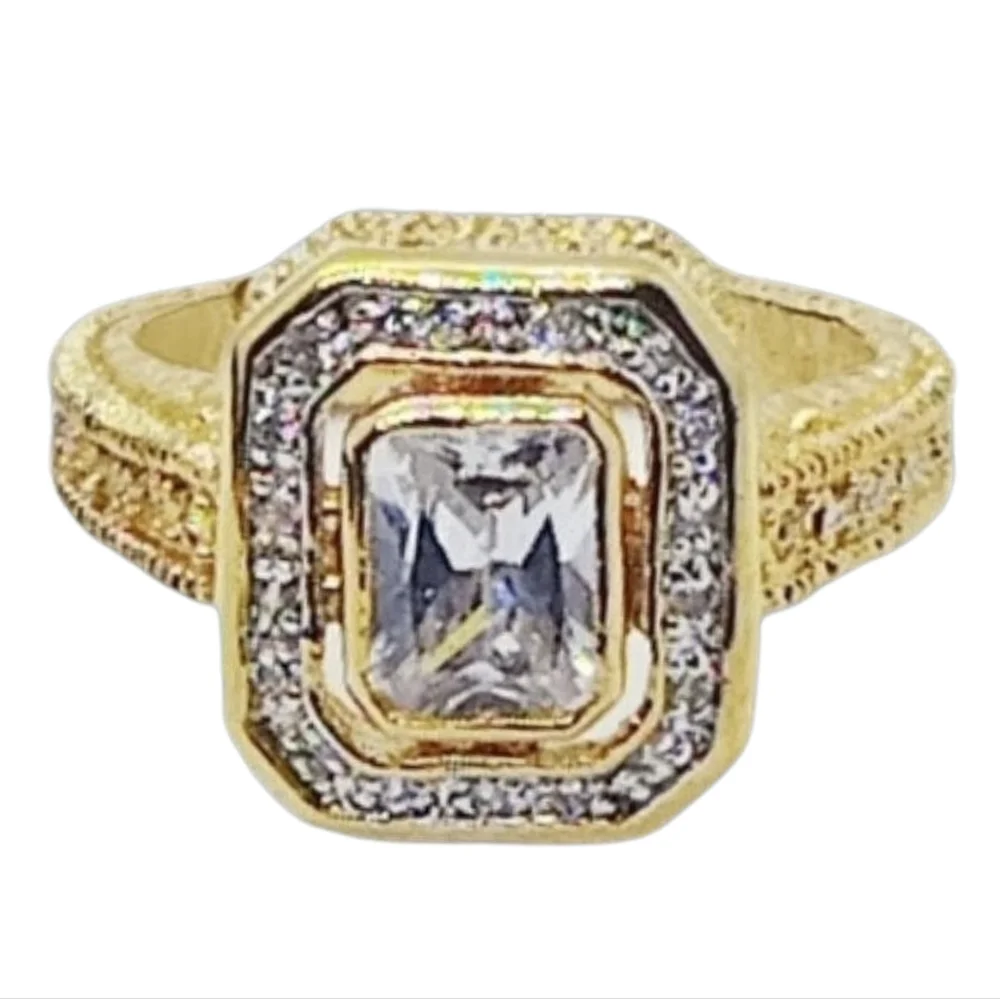 Gold Plated Unisex CZ Ring | Size 10 | NWOT